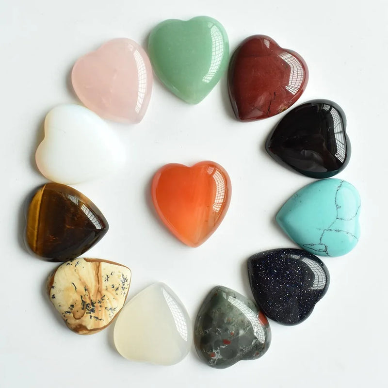 Natural Stone Heart Cabochons Beads for Jewelry Making 25mm 12pcs/lot