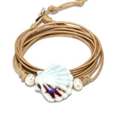 Vintage Ceramic Shell Wrap Bracelet for Men Women Boho Jewelry