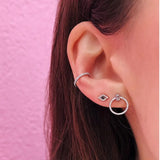 Geometric Earring 5A CZ Paved Circle Stud 925 Sterling Silver