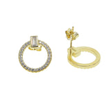 Geometric Earring 5A CZ Paved Circle Stud 925 Sterling Silver