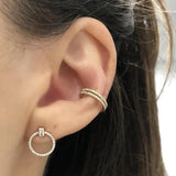 Geometric Earring 5A CZ Paved Circle Stud 925 Sterling Silver