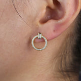Geometric Earring 5A CZ Paved Circle Stud 925 Sterling Silver