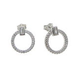 Geometric Earring 5A CZ Paved Circle Stud 925 Sterling Silver