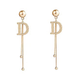 D Letter Dangle Earring South Women's Jewelry Metal Tassel Earrings