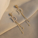D Letter Dangle Earring South Women's Jewelry Metal Tassel Earrings