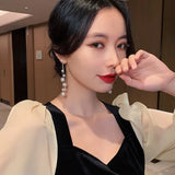 Pearl Tassel Dangle Earrings for Women