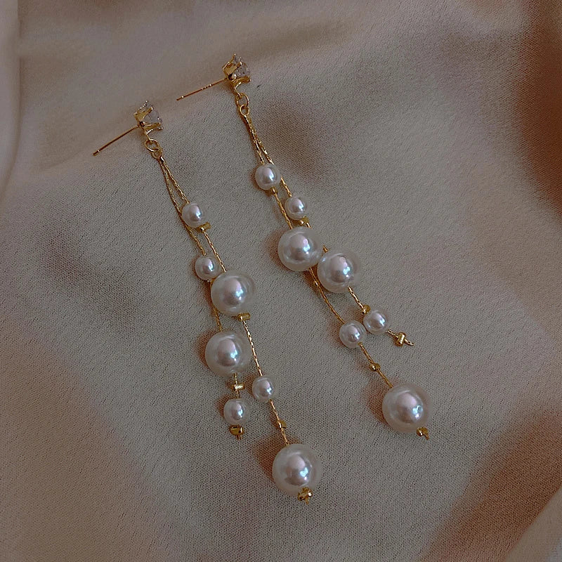 Pearl Tassel Dangle Earrings for Women