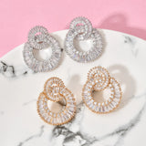 Round Zircon Earrings Wedding Party Romantic Jewelry ER-474
