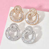 Round Zircon Earrings Wedding Party Romantic Jewelry ER-474