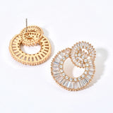 Round Zircon Earrings Wedding Party Romantic Jewelry ER-474