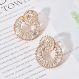 Round Zircon Earrings Wedding Party Romantic Jewelry ER-474
