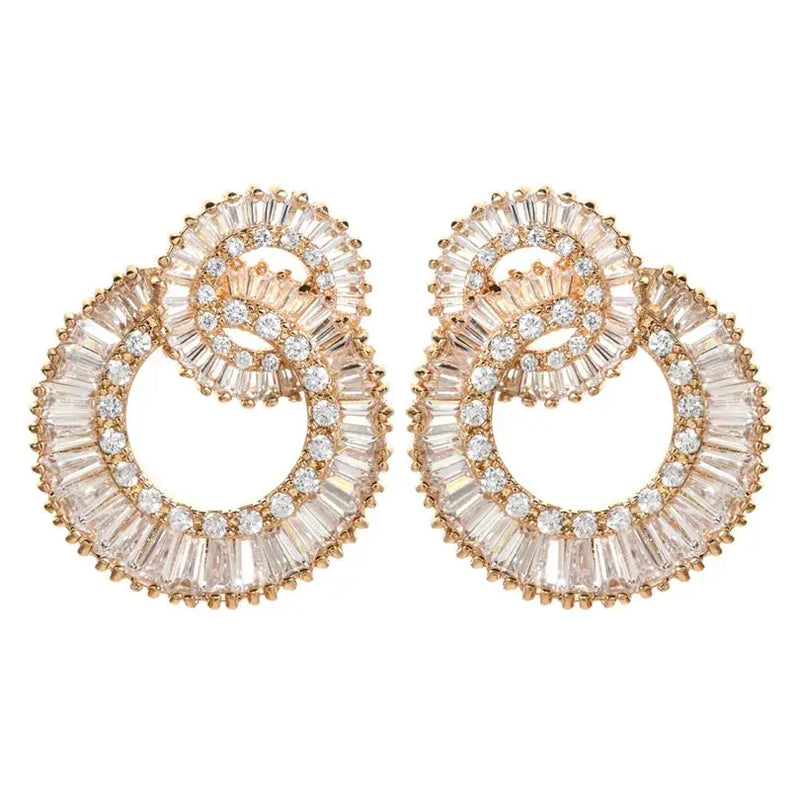 Round Zircon Earrings Wedding Party Romantic Jewelry ER-474