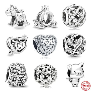 925 Silver Infinity Owl Unicorn Charm for Bracelet X038