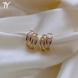 Geometric Zircon Inlaid Earrings for Women