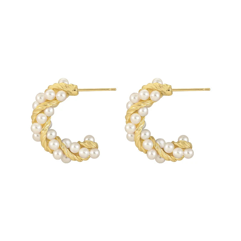 Geometric Pearl Twist Earrings Party Women Jewelry