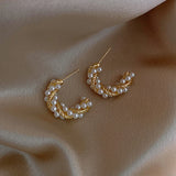 Geometric Pearl Twist Earrings Party Women Jewelry
