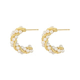 Geometric Pearl Twist Earrings Party Women Jewelry