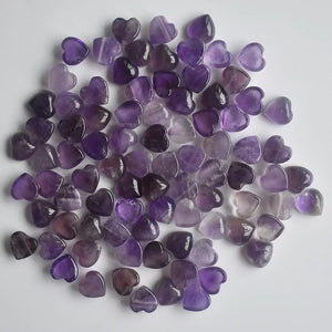 10mm 30pcs Natural Purple Crystal Heart Cabochons Beads for Jewelry Making