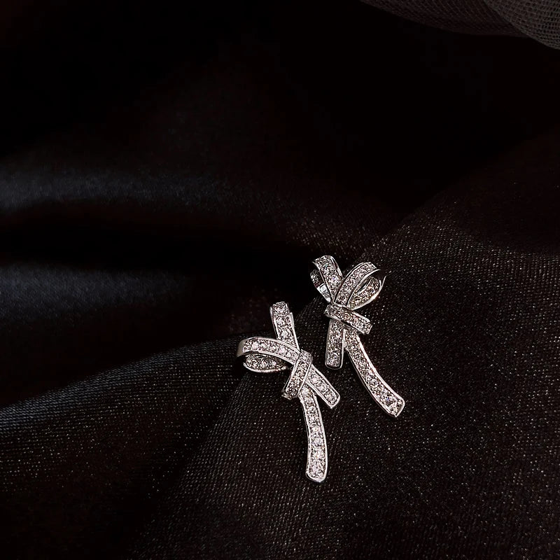 Zircon Bow Earrings for Women, Party Wedding Earrings