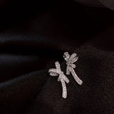Zircon Bow Earrings for Women, Party Wedding Earrings