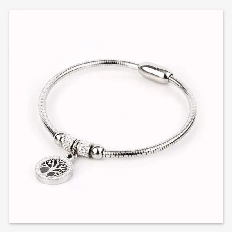 Zircon Tree of Life Titanium Steel Bracelet - Austrian Crystal - 3 Colors