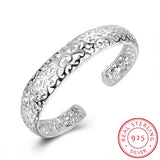Sterling Silver Ethnic Hollow Flowers Bangles for Women