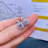Moissanite Earrings Women Silver Stud Earrings 925 Sterling Silver Gem