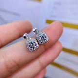 Moissanite Earrings Women Silver Stud Earrings 925 Sterling Silver Gem