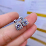 Moissanite Earrings Women Silver Stud Earrings 925 Sterling Silver Gem