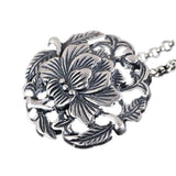 S990 Silver Peony Flower Pendant for DIY Woman Necklace