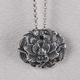 S990 Silver Peony Flower Pendant for DIY Woman Necklace