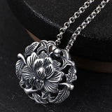 S990 Silver Peony Flower Pendant for DIY Woman Necklace