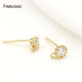 14k Plated Zircon Crown Post Earrings for DIY Jewelry Making