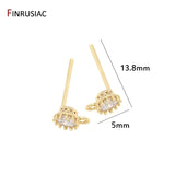 14k Plated Zircon Crown Post Earrings for DIY Jewelry Making