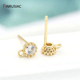 14k Plated Zircon Crown Post Earrings for DIY Jewelry Making
