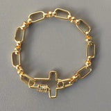 Plated Punk Chain Bangle with CZ Screw Buckle Arm Accessory