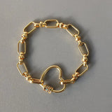 Plated Punk Chain Bangle with CZ Screw Buckle Arm Accessory