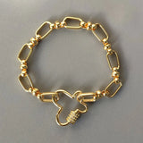 Plated Punk Chain Bangle with CZ Screw Buckle Arm Accessory