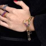 Plated Punk Chain Bangle with CZ Screw Buckle Arm Accessory