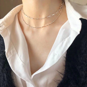925 Sterling Silver Open Link Chain Women Choker Necklace