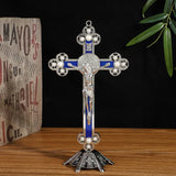 Antique Church Relics Figurines Crucifix Jesus Christ On Stand Cross Wall