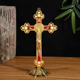 Antique Church Relics Figurines Crucifix Jesus Christ On Stand Cross Wall