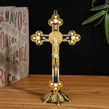 Antique Church Relics Figurines Crucifix Jesus Christ On Stand Cross Wall