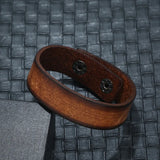 Retro Punk Leather Snap Button Bracelet for Men