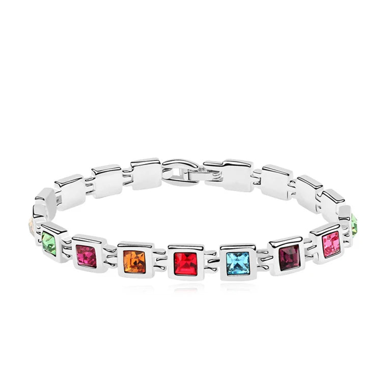 Geometric Square Crystal ID Bracelet for Women