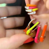 Colorful Neon Enamel Ear Cuff Clip On Earring