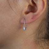 925 Sterling Silver CZ Safety Pin Stud Earrings