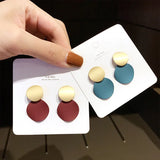 Geometric Round Disc Clip Earrings Colorful Metal Ear Clips Brincos