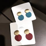 Geometric Round Disc Clip Earrings Colorful Metal Ear Clips Brincos