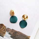 Geometric Round Disc Clip Earrings Colorful Metal Ear Clips Brincos